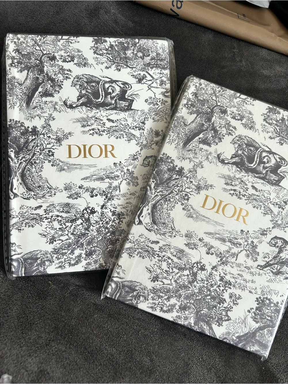 Dior Toile de Jouy Motif Notebooks in w/ Gold Logo & Gold Gilt Edges